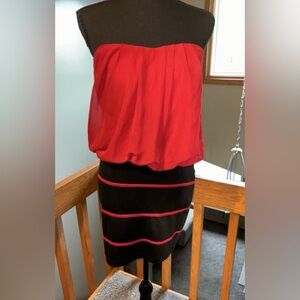 Body Central Strapless Red and Black Bodycon Mini Dress Size Medium